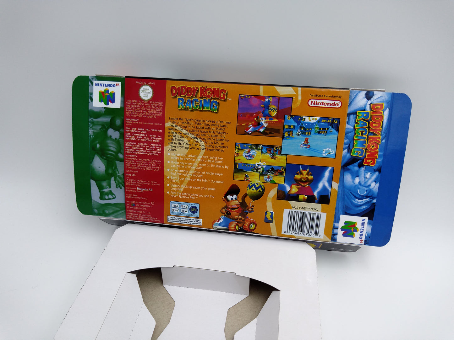 Diddy Kong Racing - box with inner tray option - NTSC, PAL or Australian PAL - Nintendo 64/ N64 - thick cardboard as in the original. Hq !