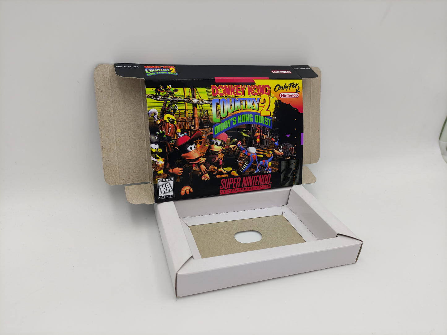 Donkey Kong Country 2 - box with inner tray option - SNES - Ntsc , Pal or Australian PAL - thick cardboard as in the original.