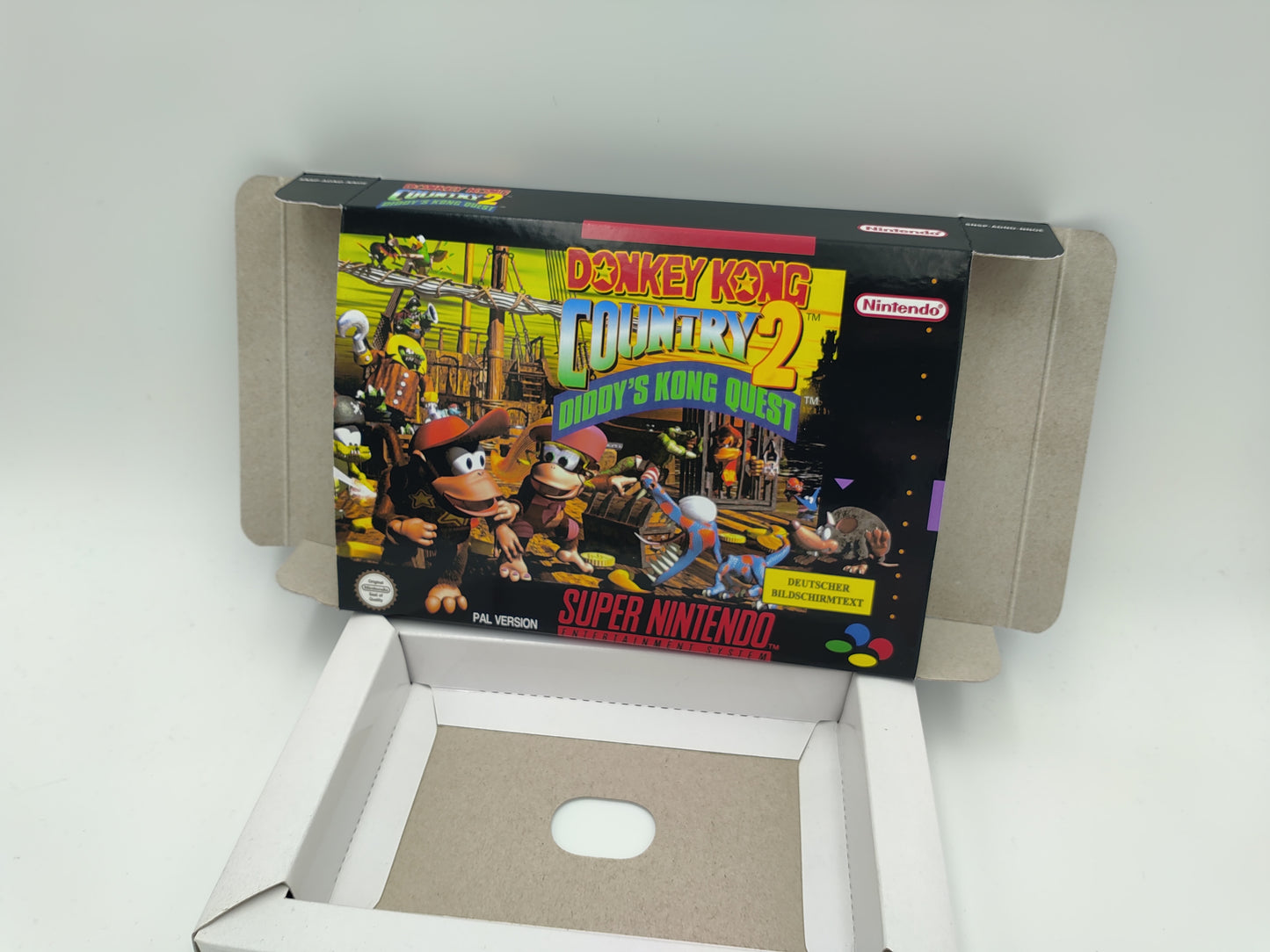 Donkey Kong Country 2 - box with inner tray option - SNES - Ntsc , Pal or Australian PAL - thick cardboard as in the original.