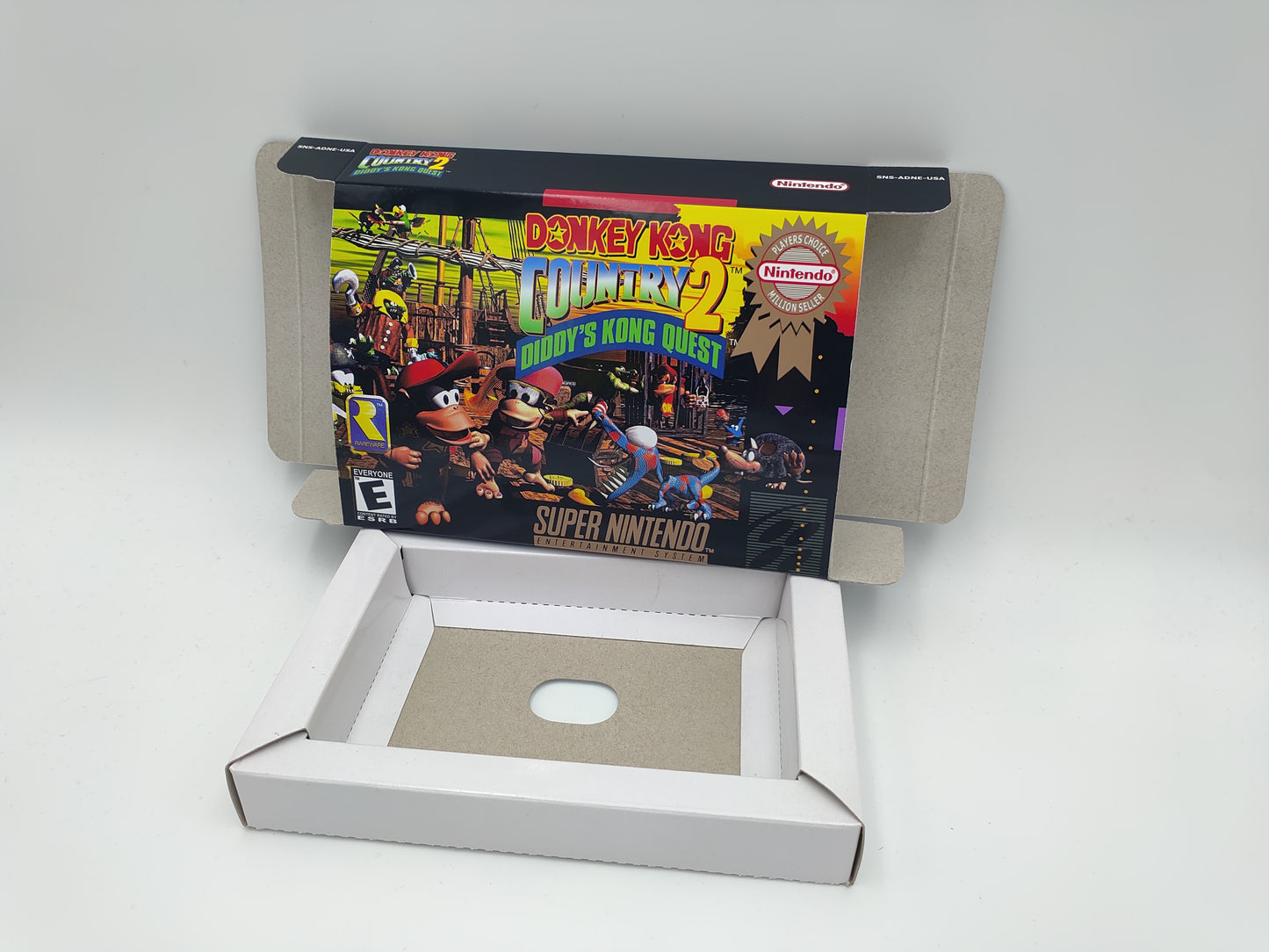 Donkey Kong Country 2 - box with inner tray option - SNES - Ntsc , Pal or Australian PAL - thick cardboard as in the original.