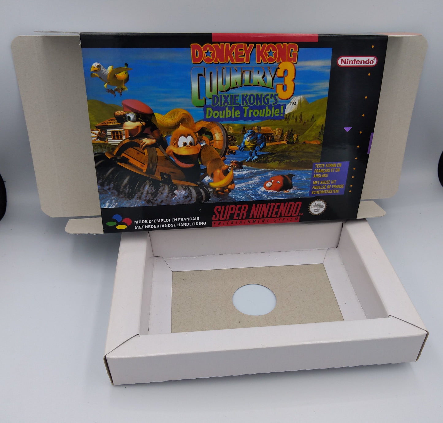 Donkey Kong Country 3 Dixie Kong Double trouble - PAL or NTSC - box with inner tray option - SNES - thick cardboard as in the original. Hq !