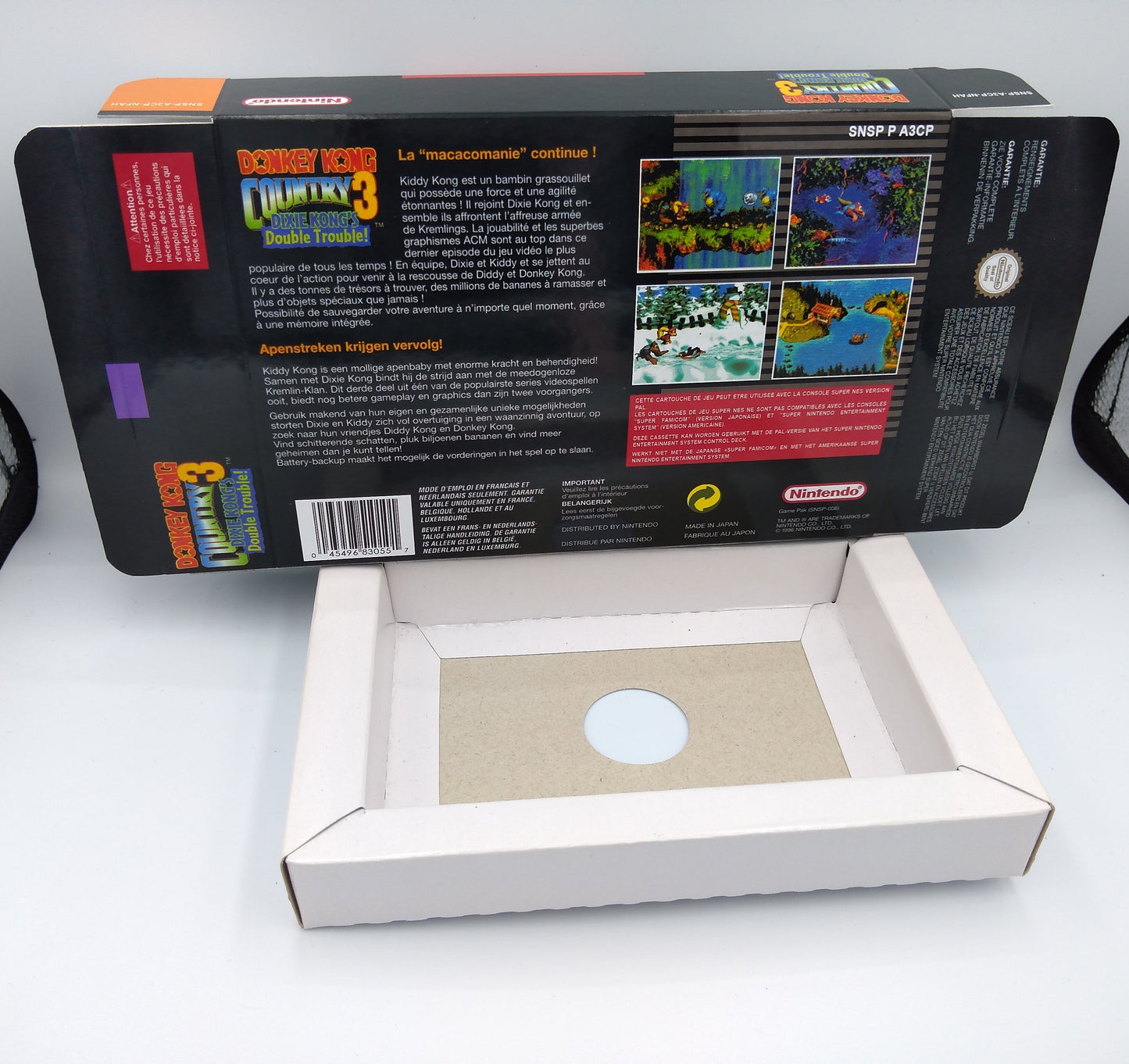 Donkey Kong Country 3 Dixie Kong Double trouble - PAL or NTSC - box with inner tray option - SNES - thick cardboard as in the original. Hq !