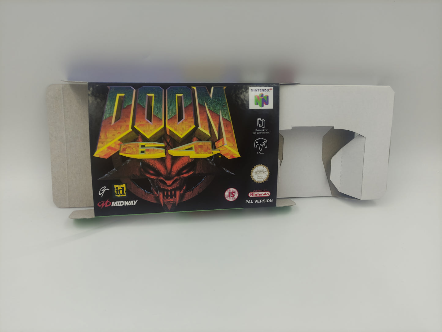 Doom 64 - box inner tray insert option - NTSC, PAL - Nintendo 64 - thick cardboard. Top Quality !!