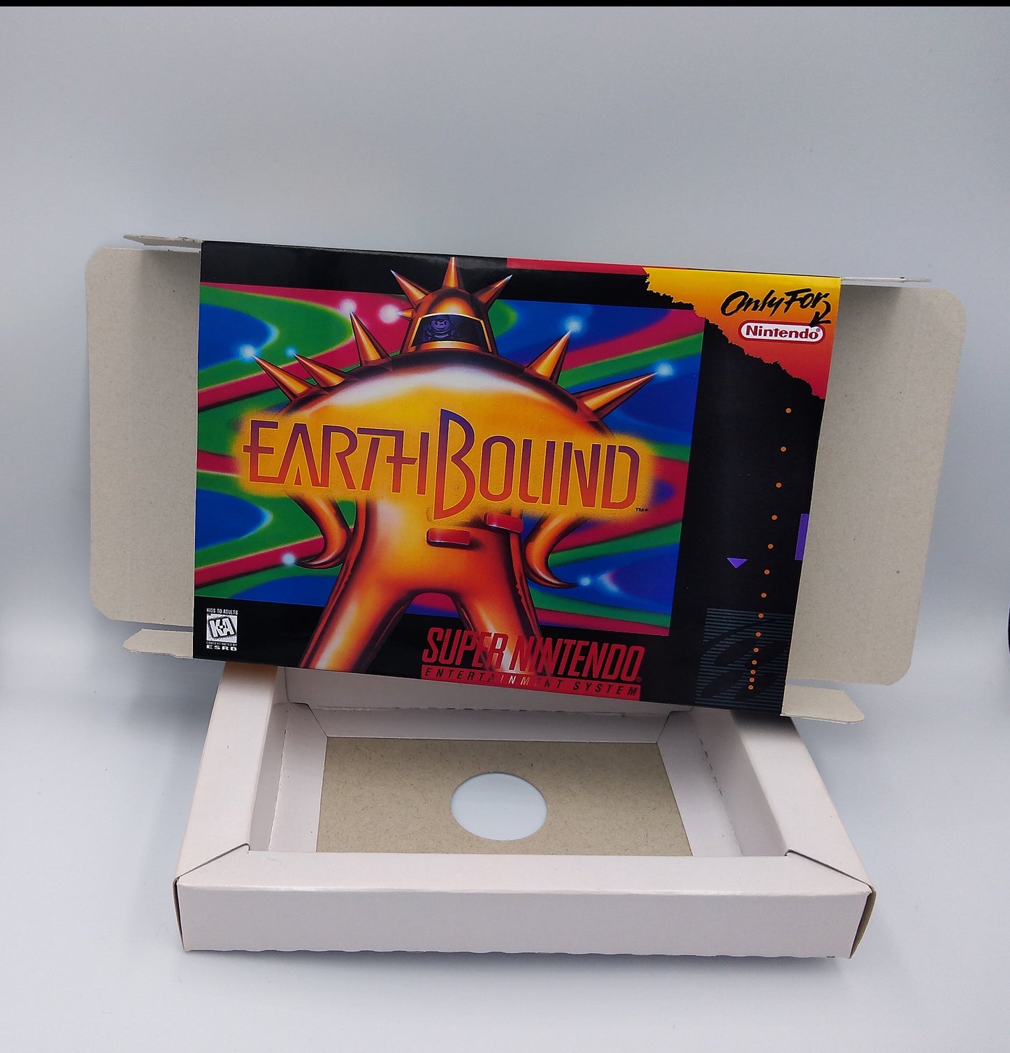 EarthBound - box with inner tray option - PAL or NTSC - SNES - thick cardboard as in the original. Top Quality !