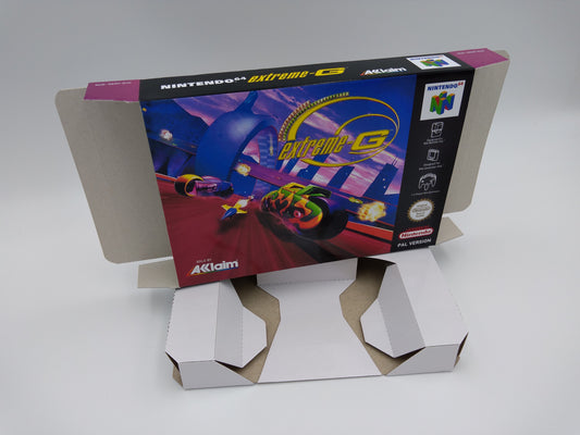 Extreme G - box with inner tray option - NTSC or PAL region - Nintendo 64/ N64 - thick cardboard. Top Quality !!