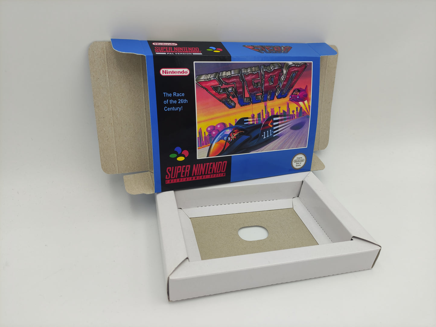 F-Zero - NTSC or PAL - box with inner tray option - SNES - thick cardboard as in the original.