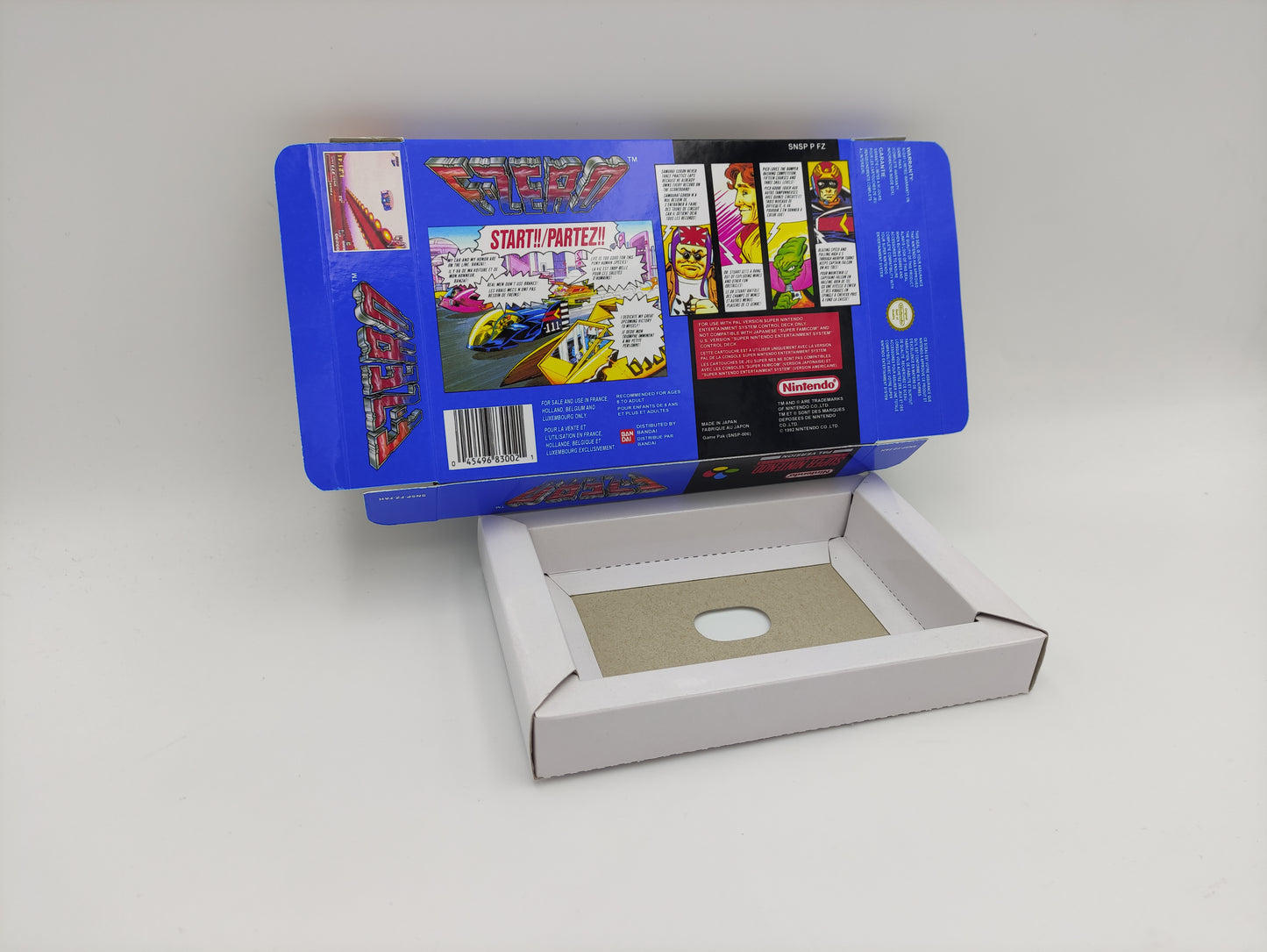 F-Zero - NTSC or PAL - box with inner tray option - SNES - thick cardboard as in the original.