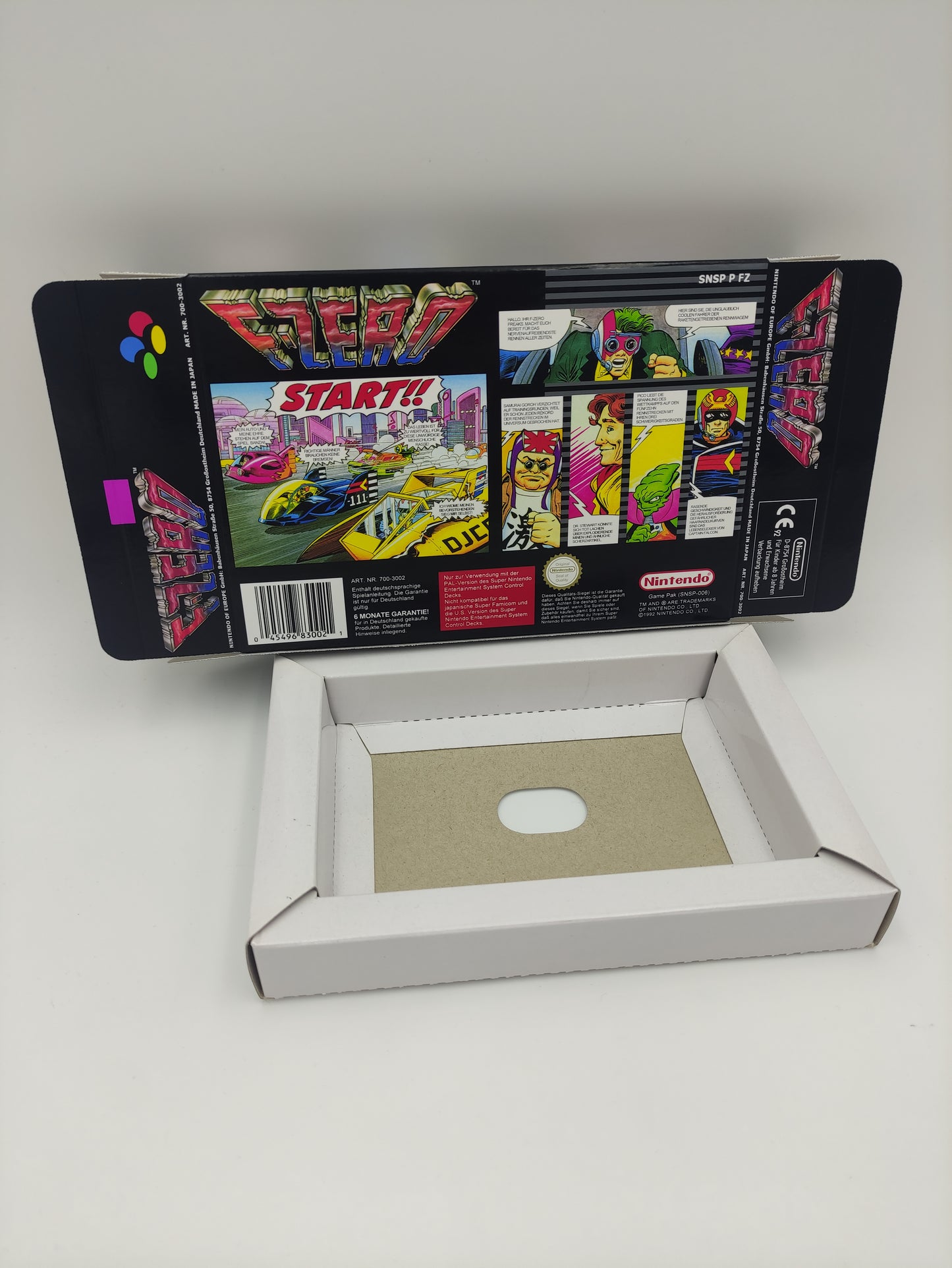 F-Zero - NTSC or PAL - box with inner tray option - SNES - thick cardboard as in the original.