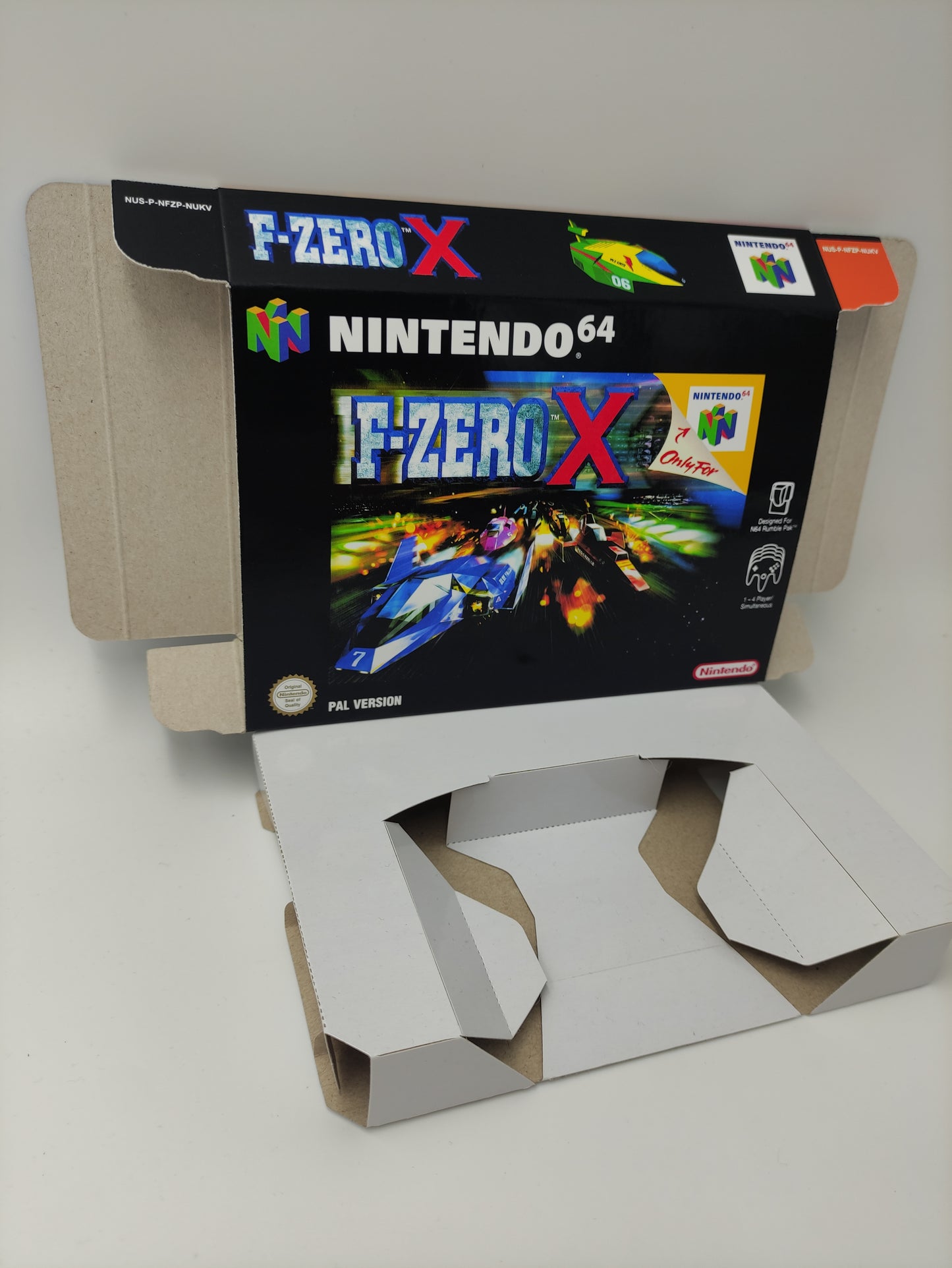 F-Zero X - box with inner tray option - PAL or NTSC - N64 - thick cardboard as in the original. Top Quality !!