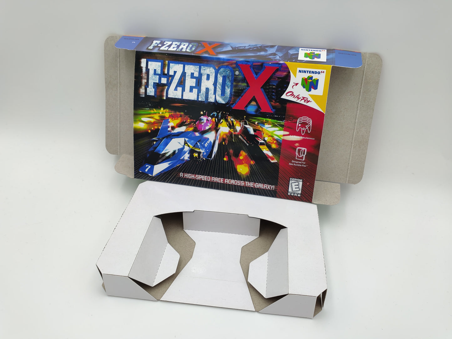 F-Zero X - box with inner tray option - PAL or NTSC - N64 - thick cardboard as in the original. Top Quality !!