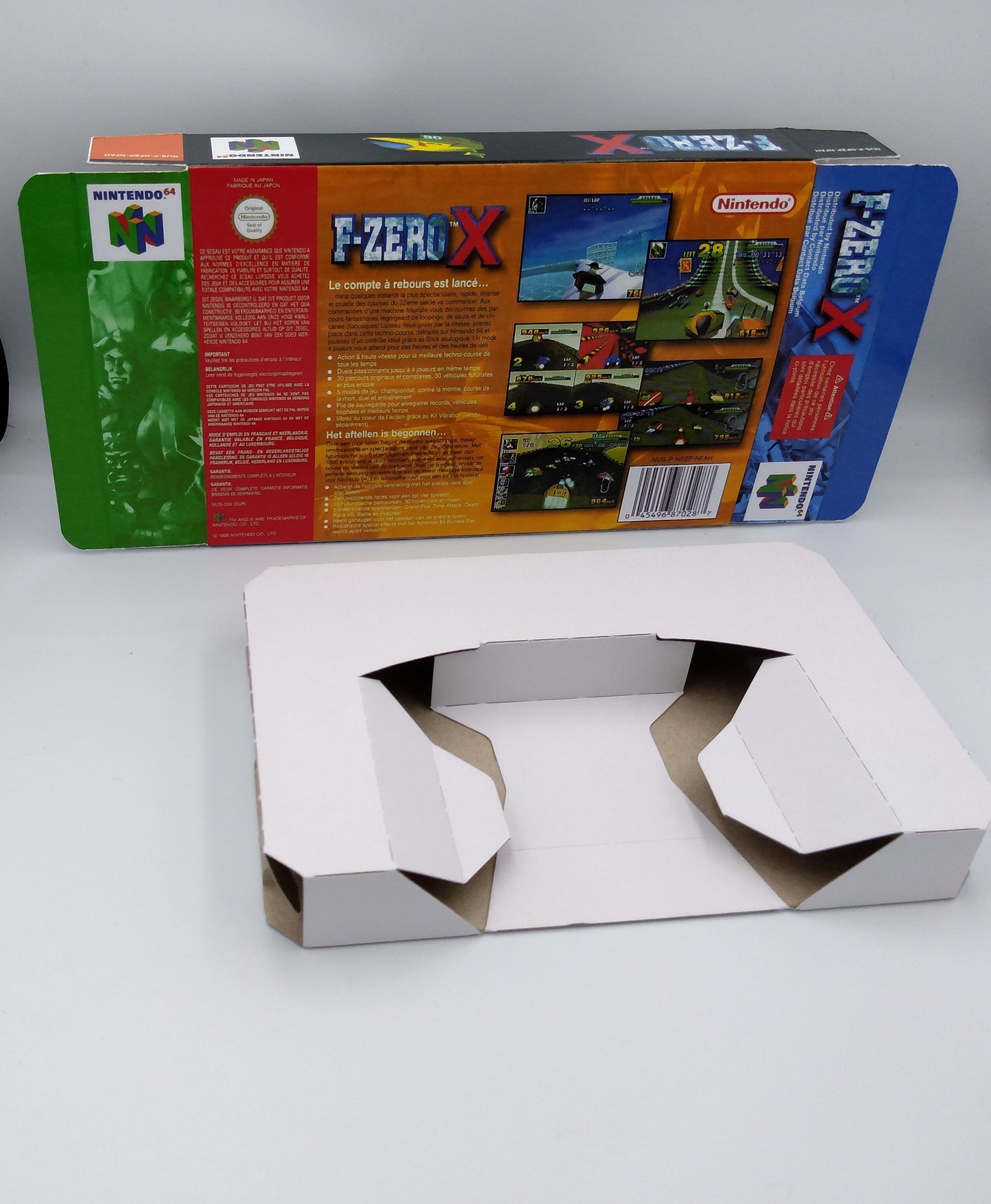 F-Zero X - box with inner tray option - PAL or NTSC - N64 - thick cardboard as in the original. Top Quality !!