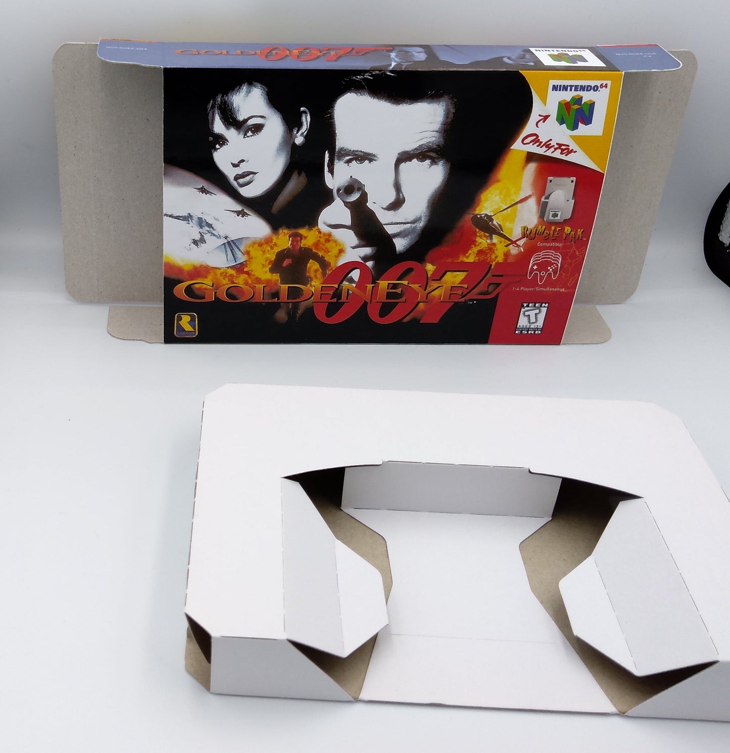 GoldenEye 007 - NTSC, Pal or Australian PAL - Replacement Box, Manual, Inner Tray - Nintendo 64/ N64 - thick cardboard as in the original.