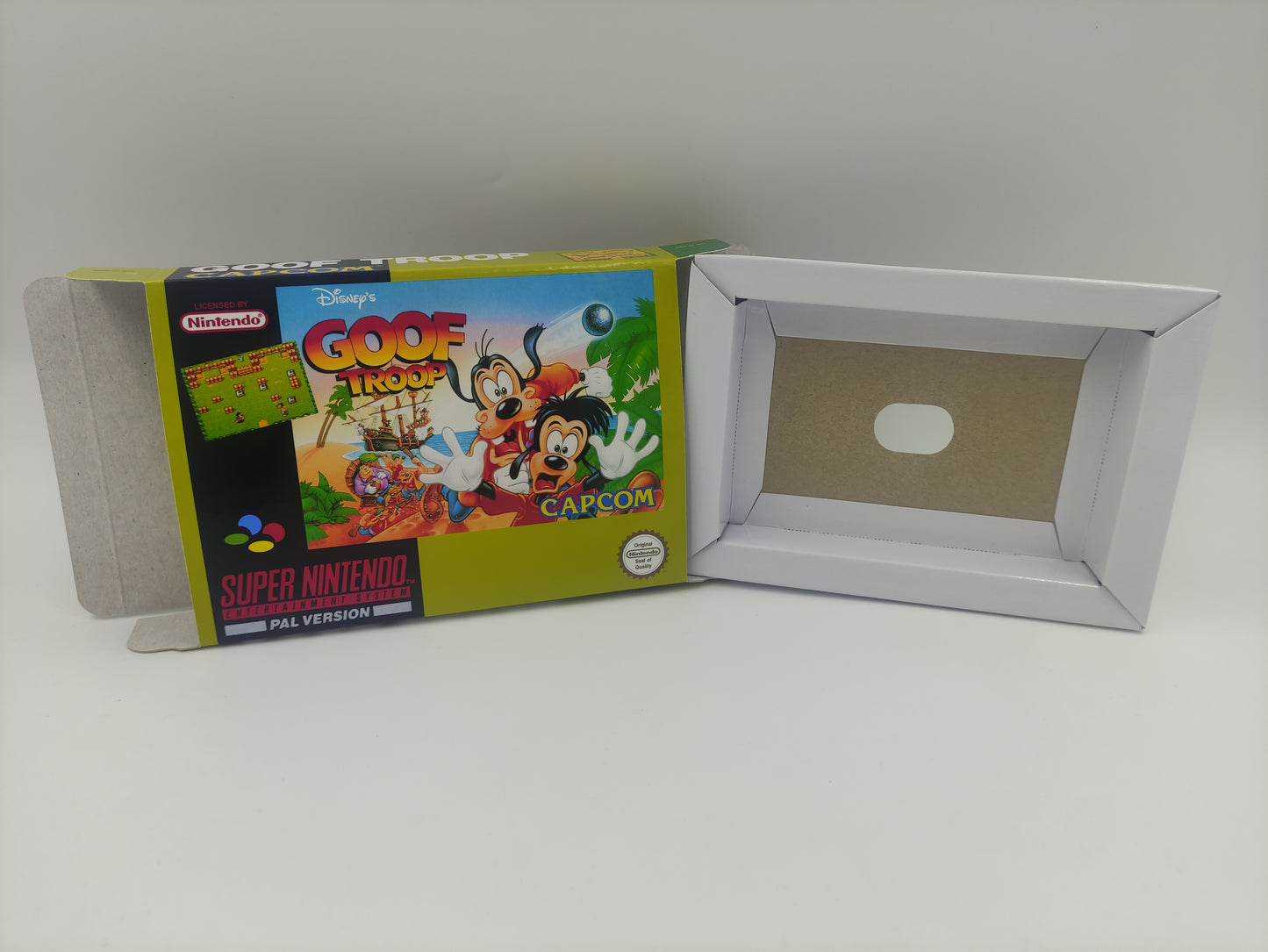 Goof Troop - box with inner tray option - PAL or NTSC region - Super Nintendo/ SNES- thick cardboard.