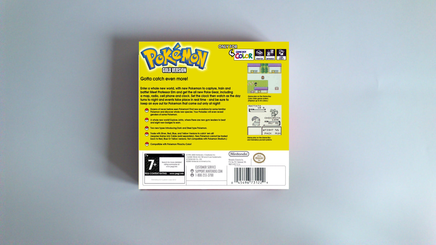 Pokemon Gold custom box (box only) - Game Boy Color/ GBC