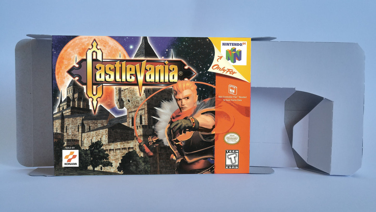 Castlevania 64 - box with inner tray option - Nintendo 64/ N64 - NTSC, PAL, Australian PAL. Thick cardboard. Top Quality !!