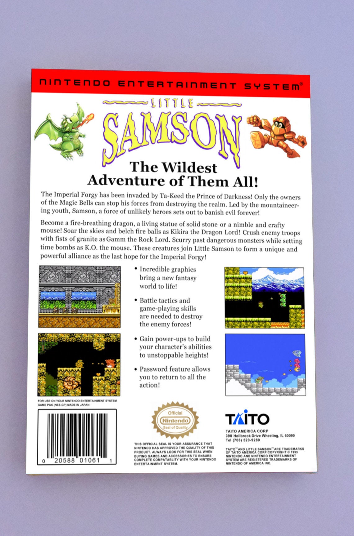 Little Samson - box replacement only - NTSC Region - thick cardboard.