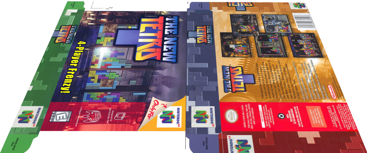 The New Tetris - box with inner tray option - Nintendo 64/ N64 - NTSC or PAL . Thick cardboard as in the original. Top Quality !!