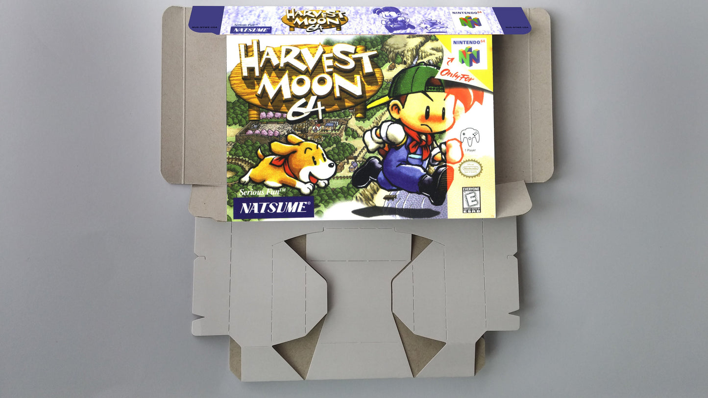 Harvest Moon 64 - NTSC - box with inner tray option - Nintendo 64/ N64 - thick cardboard. Top Quality !