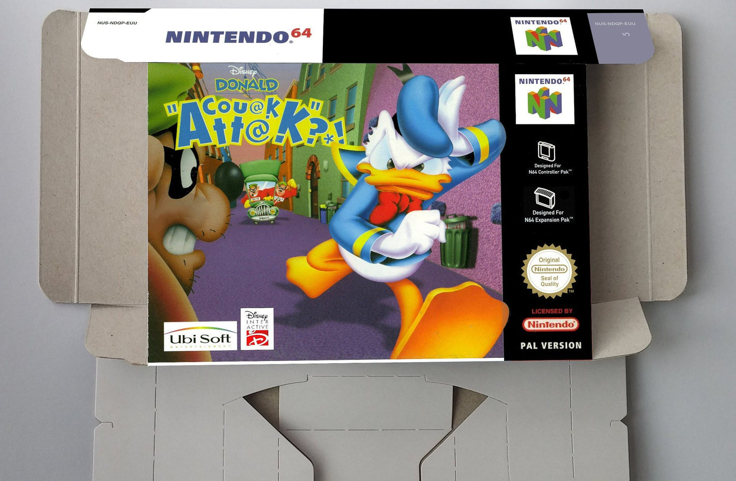 Donald Duck: Quack Attack - box with inner tray option - PAL - Nintendo 64/ N64 - thick cardboard as in the original. Top Quality !!