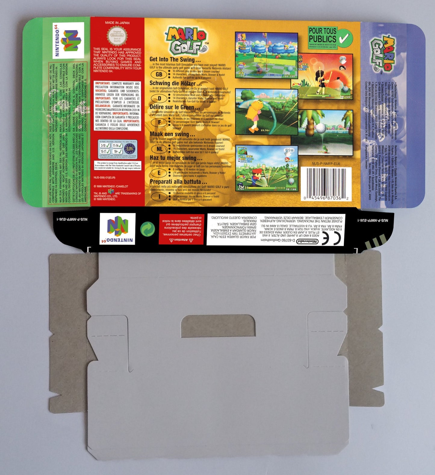 Mario Golf - box with inner tray option - PAL region - Nintendo 64 - thick cardboard . Top Quality !!