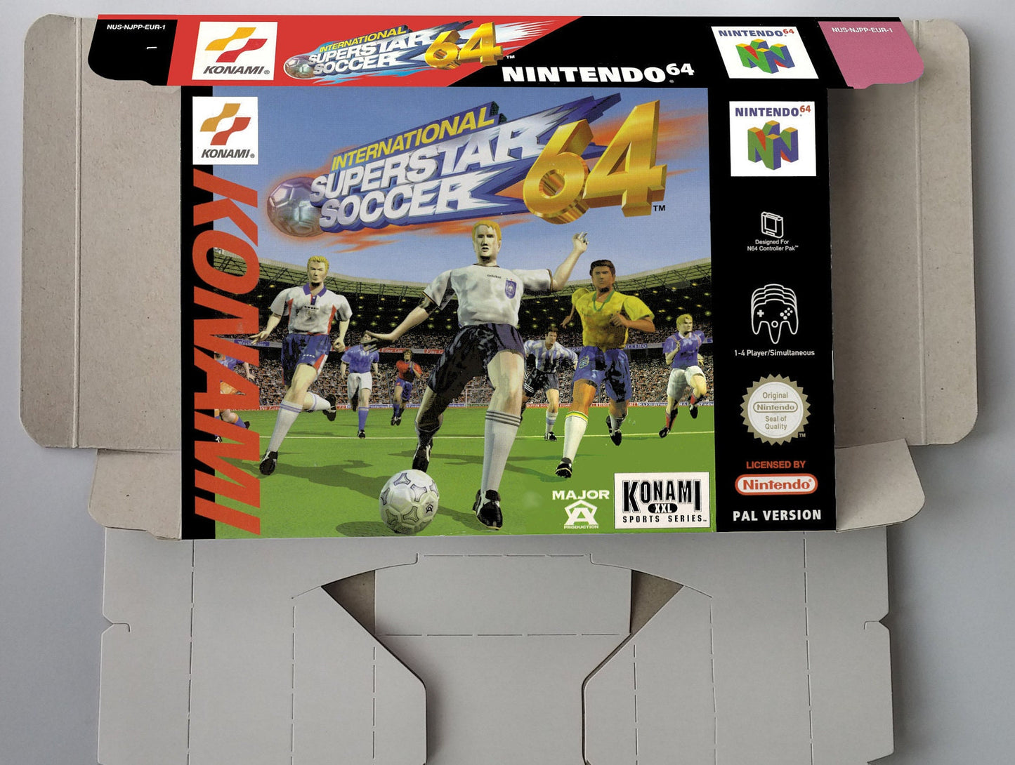 International Superstar Soccer 64 - box with inner tray option - PAL - Nintendo 64/ N64 - thick cardboard. Top Quality !