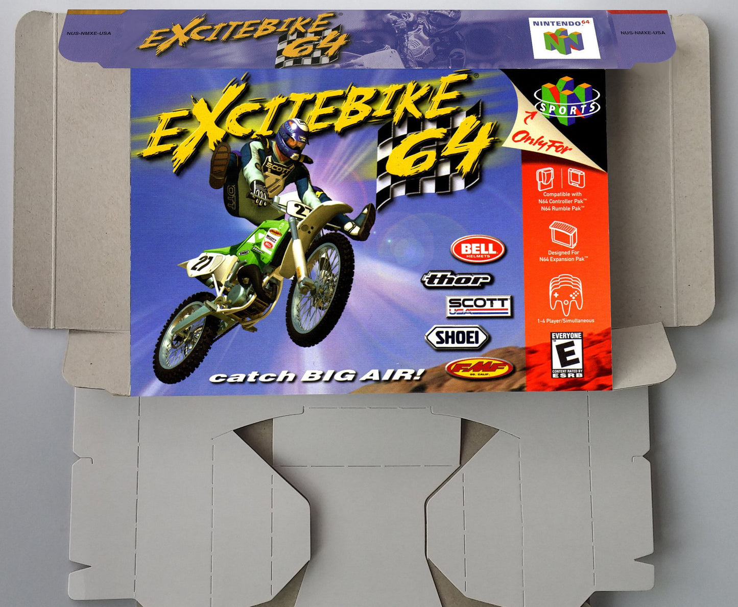 Excitebike 64 - NTSC or PAL - N64 - box replacement with inner tray option - thick cardboard as in the original. Top Quality !!