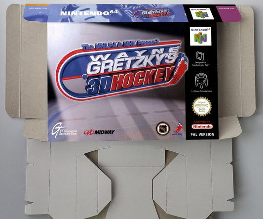 Wayne Gretzky's 3D Hockey - PAL - N64 - box replacement with inner tray option - thick cardboard as in the original. Top Quality !!