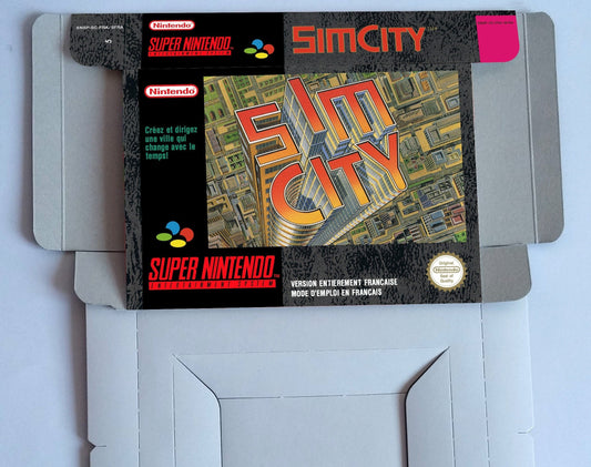 Sim City - box with inner tray option - NTSC or PAL - Super Nintendo/ SNES- thick cardboard.