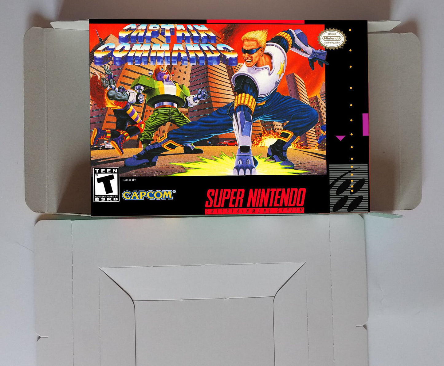 Captain Commando - PAL or NTSC -box with inner tray option - SNES - thick cardboard as in the original.