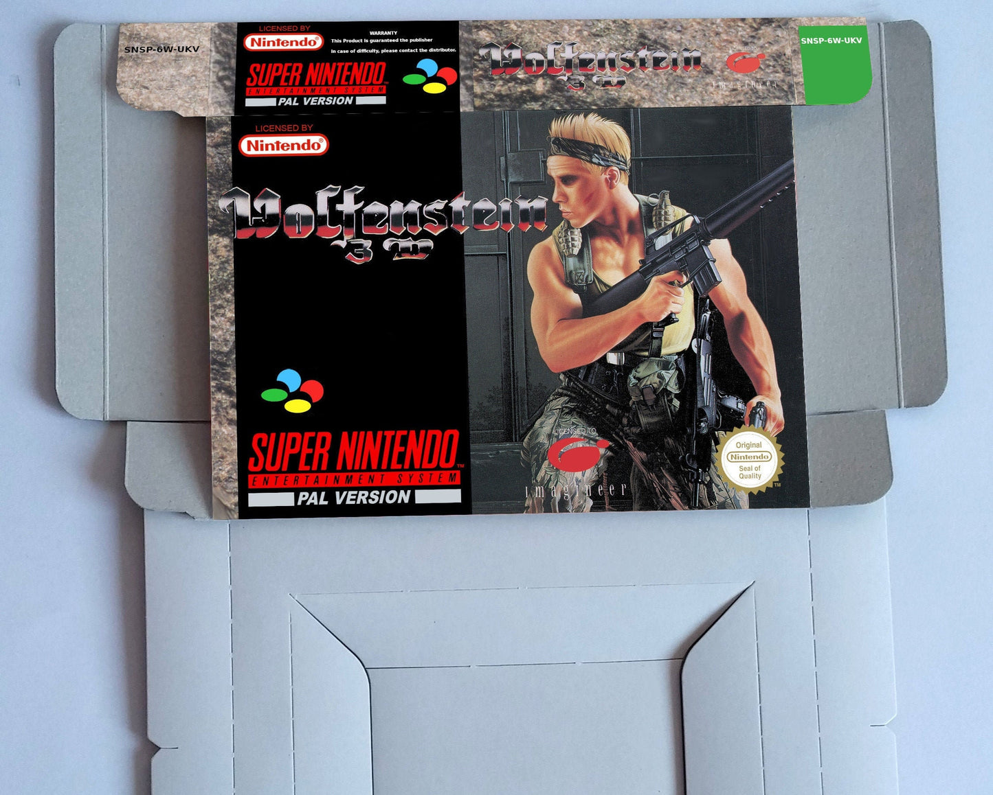 Wolfenstein 3D - PAL - box with inner tray option - SNES - thick cardboard as in the original. Top Quality !!