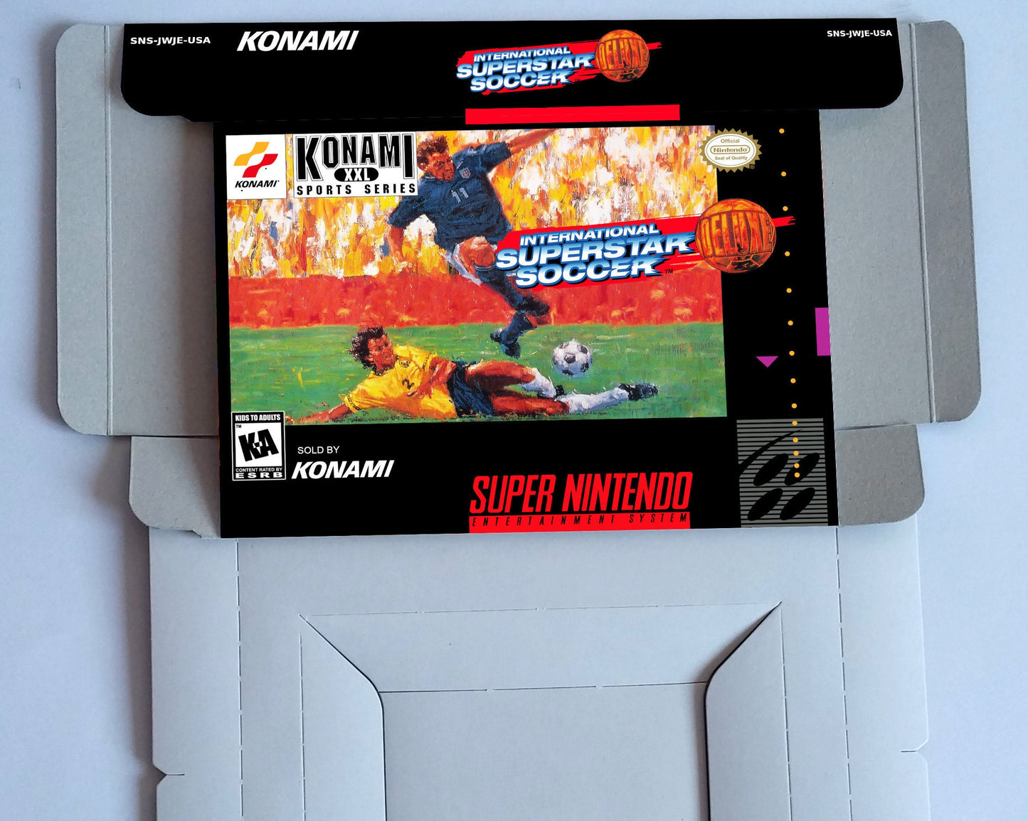 International Superstar Soccer Deluxe - NTSC or PAL - SNES - box with inner tray option - thick cardboard as in the original.