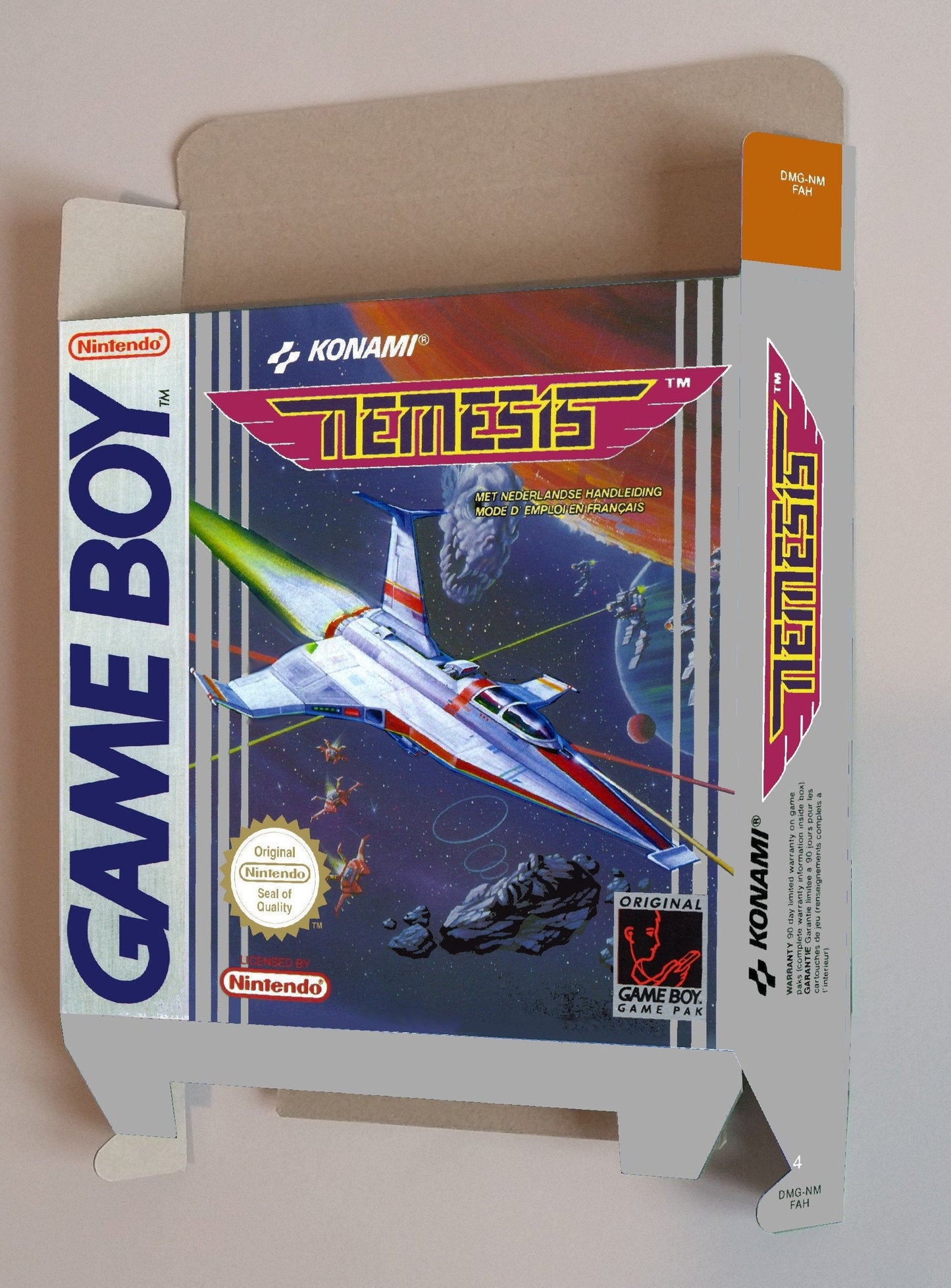 Nemesis - box with inner tray option - Game Boy/ GB - thick cardboard as in the original. PAL or NTSC. Top Quality !!