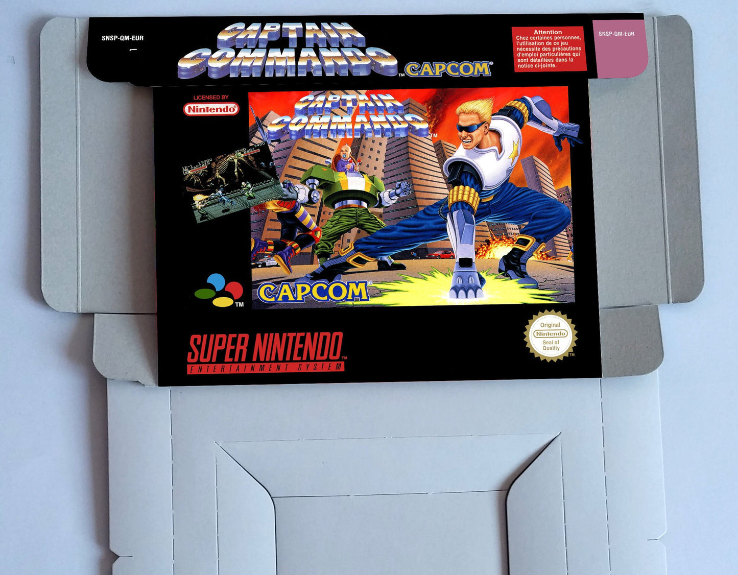 Captain Commando - PAL or NTSC -box with inner tray option - SNES - thick cardboard as in the original.