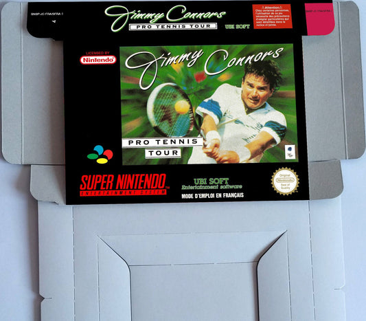 Jimmy Connors Pro Tennis Tour - PAL - box with inner tray option - SNES - thick cardboard as in the original.