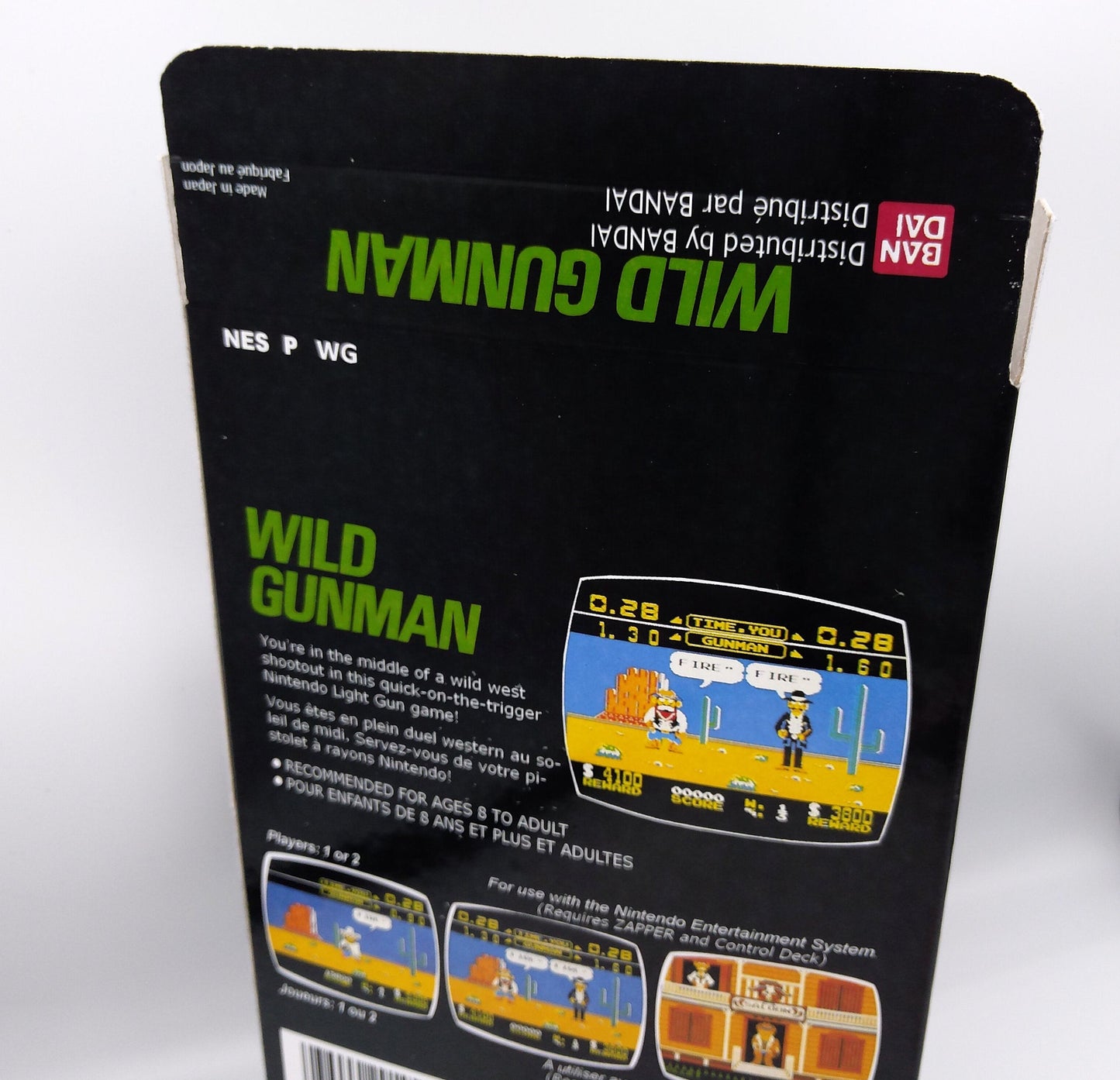 Wild Gunman - Box Replacement, Dust Cover, Block - NES - PAL or Ntsc - Thick cardboard. HQ !!