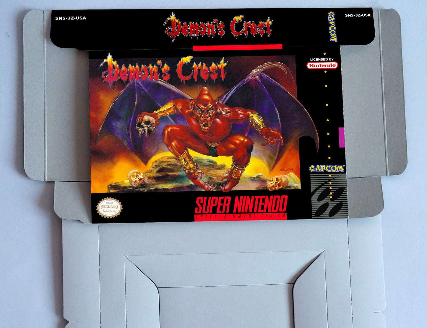 Demon's Crest - NTSC or PAL -box with inner tray option - SNES - thick cardboard as in the original.