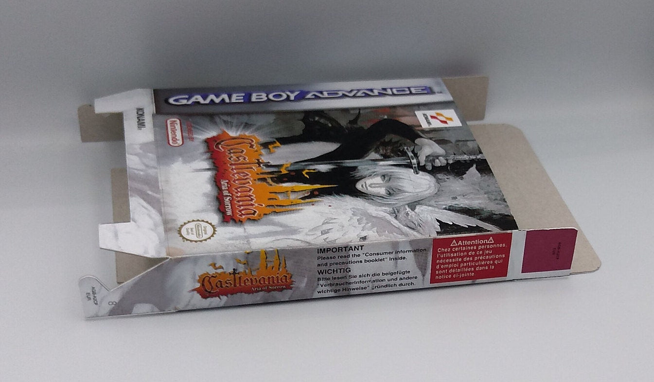 Castlevania Aria of Sorrow - box with inner tray option - PAL or NTSC - Game Boy Advance/ GBA - thick cardboard. Top Quality!