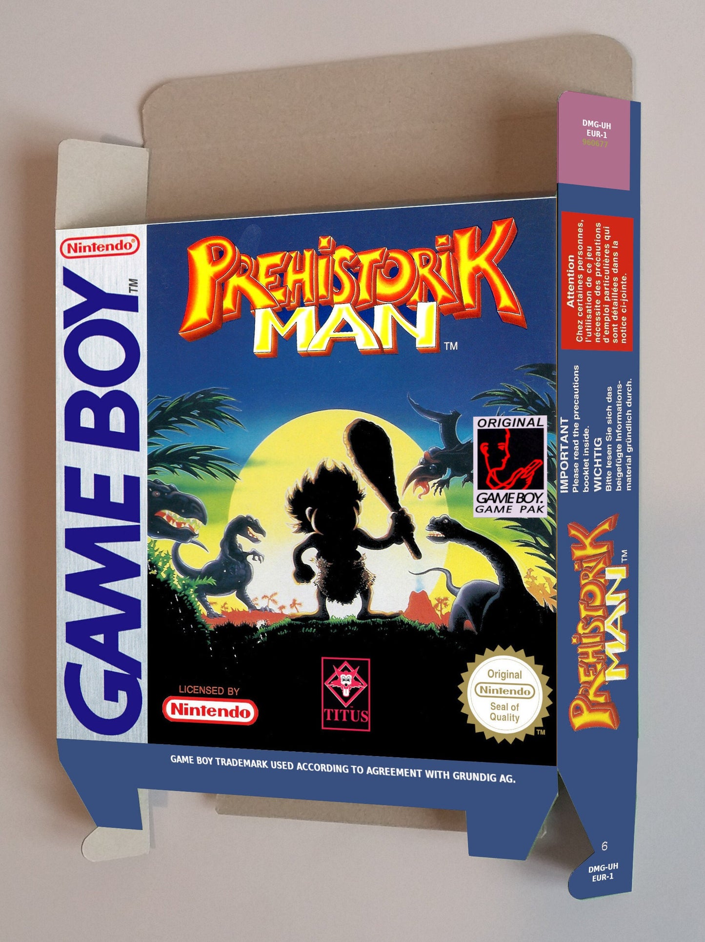 Prehistorik Man - box with inner tray option - Game Boy/ GB - thick cardboard. Top Quality !!