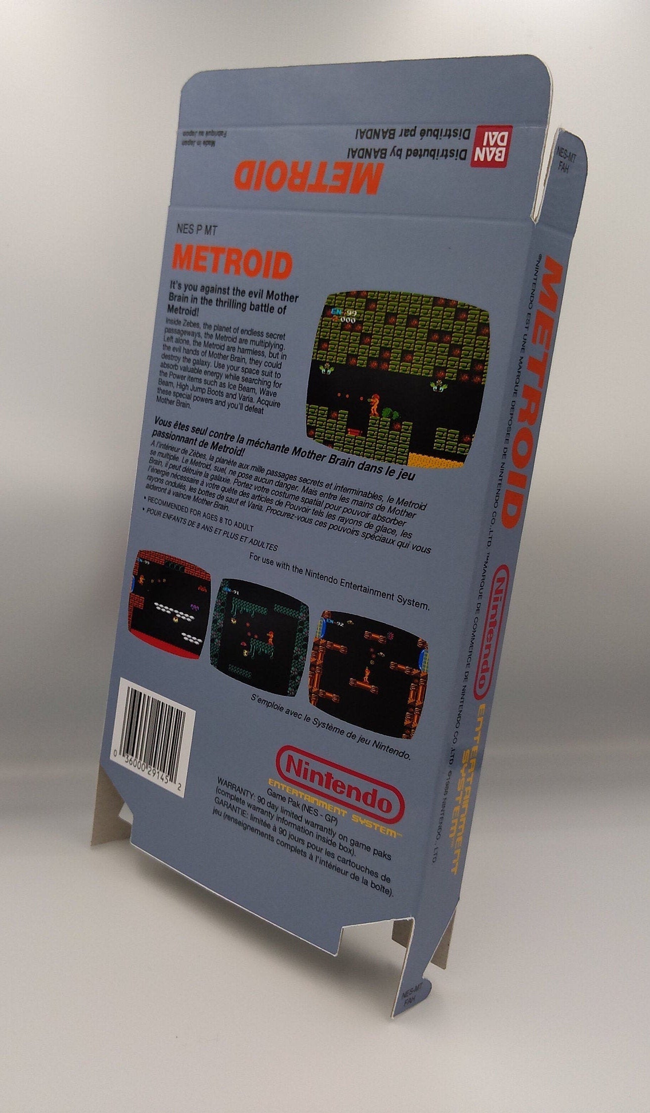 Metroid - box replacement only - NES  - Replacement Box, Manual, Dust Cover, Block - NTSC or PAL - thick cardboard as in the original. Top Quality !