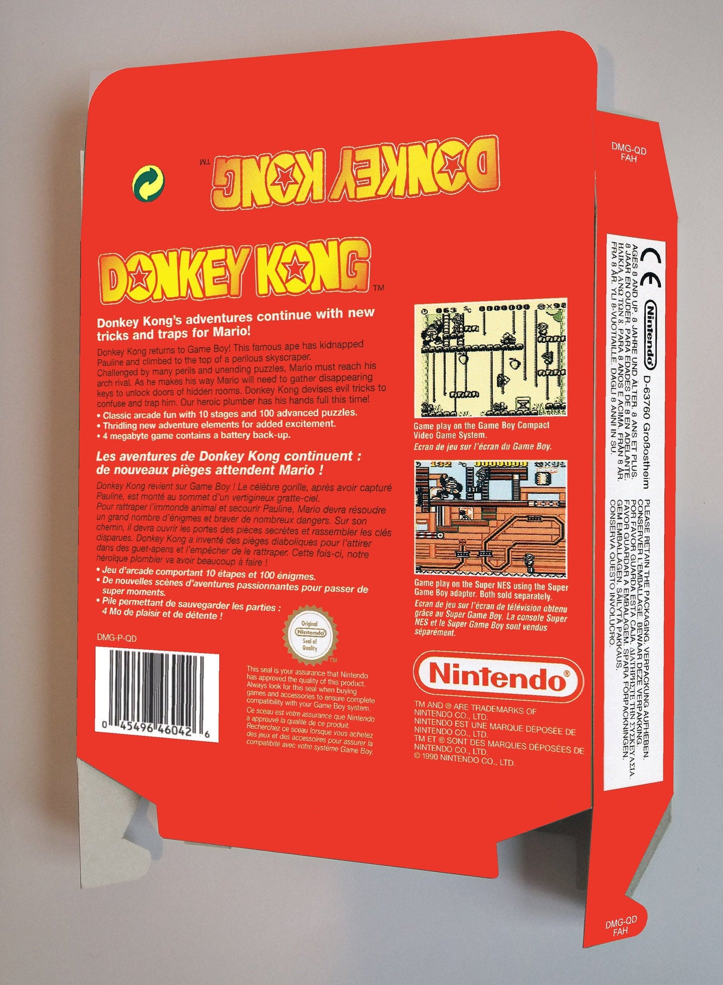 Donkey Kong - box with inner tray option - Game Boy/ GB - NTSC or PAL - thick cardboard. Top Quality !!