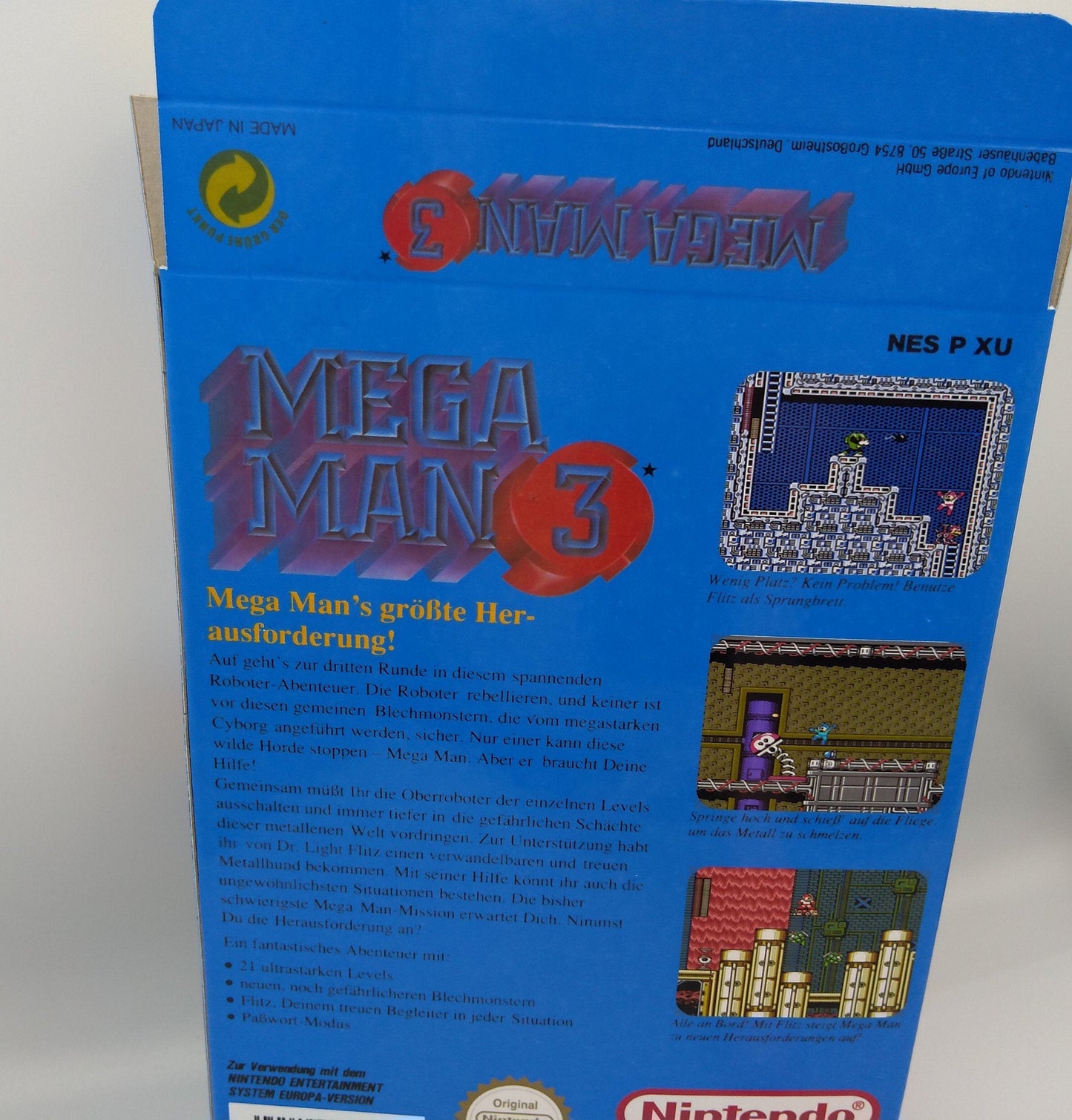 Mega Man 3 - PAL or NTSC - NES - box replacement only - thick cardboard as in the original. Top Quality !!