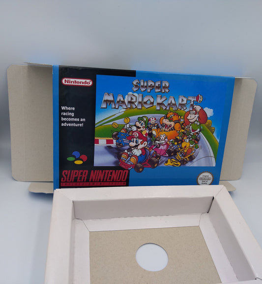 Super Mario Kart - box with inner tray option - PAL or NTSC Region - Super Nintendo/ SNES- thick cardboard. Top Quality !
