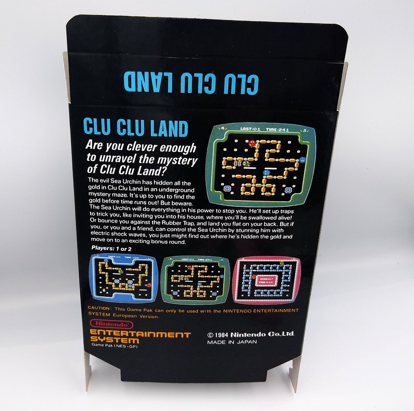 Clu Clu Land - NES - box replacement only - thick cardboard as in the original.