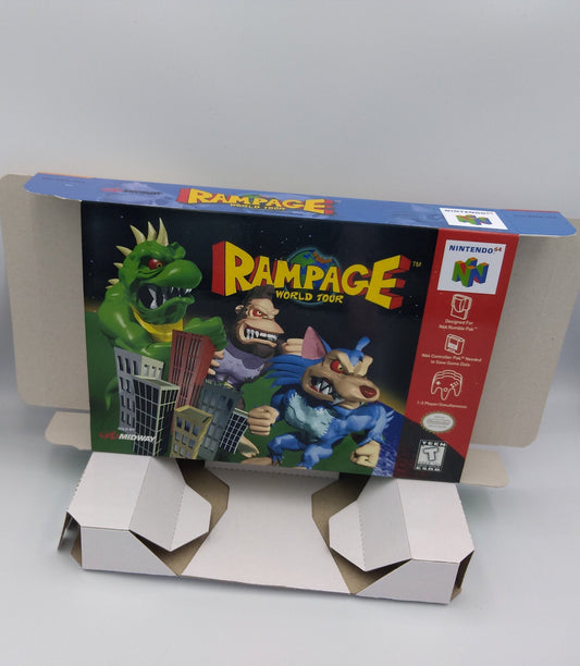 Rampage World Tour - box with inner tray option - PAL or NTSC - Nintendo 64/ N64 -  thick cardboard as in the original. Top Quality !