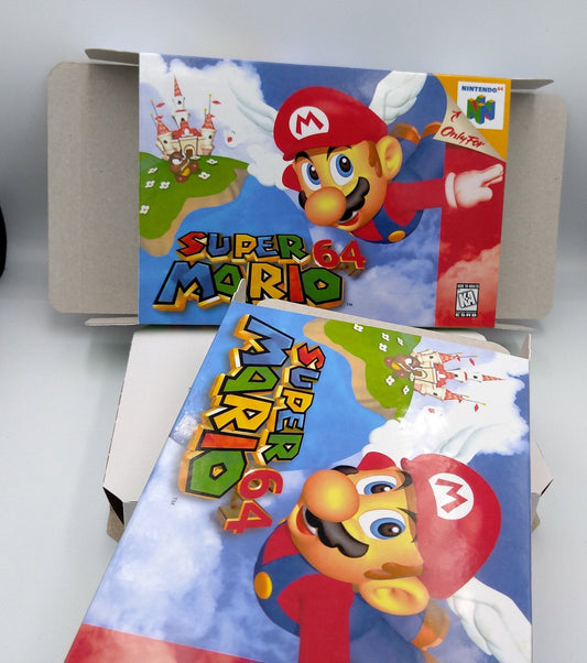 Super Mario 64 - box with inner tray option - PAL, NTSC or Australian PAL - Nintendo 64/ N64 - thick cardboard as in the original.