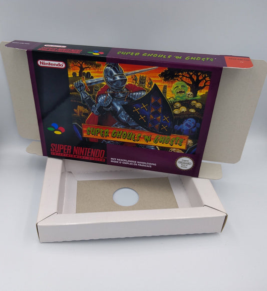 Super Ghouls 'n Ghosts - box with inner tray option - PAL or NTSC - SNES - thick cardboard as in the original. Top Quality !!