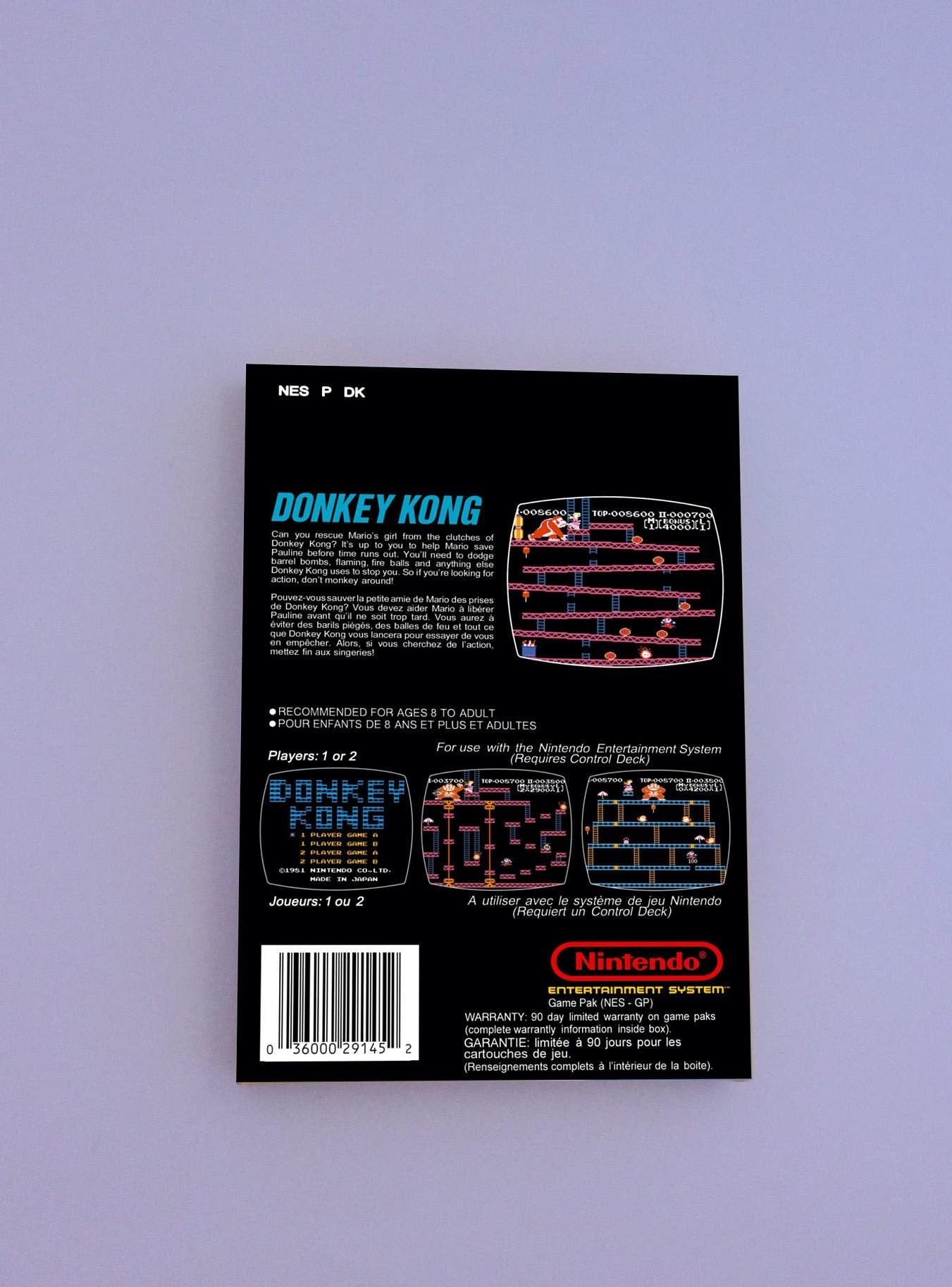 Donkey Kong - Box Replacement, Dust Cover, Block - PAL - NES - box replacement only - thick cardboard as in the original. Top Quality !