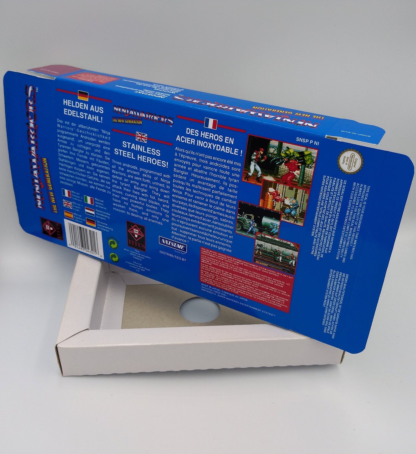 Ninja Warriors the New Generation - PAL or NTSC - box with inner tray option - SNES - thick cardboard as in the original. Top Quality !!