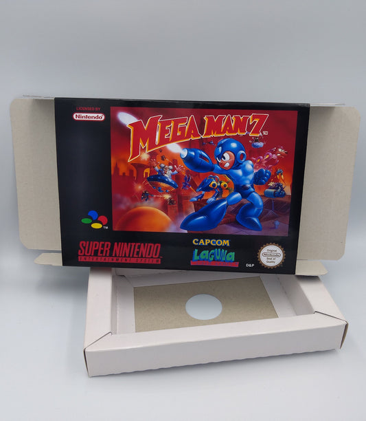 Mega Man 7 - PAL or NTSC - box with inner tray option - SNES - thick cardboard as in the original. Top Quality !