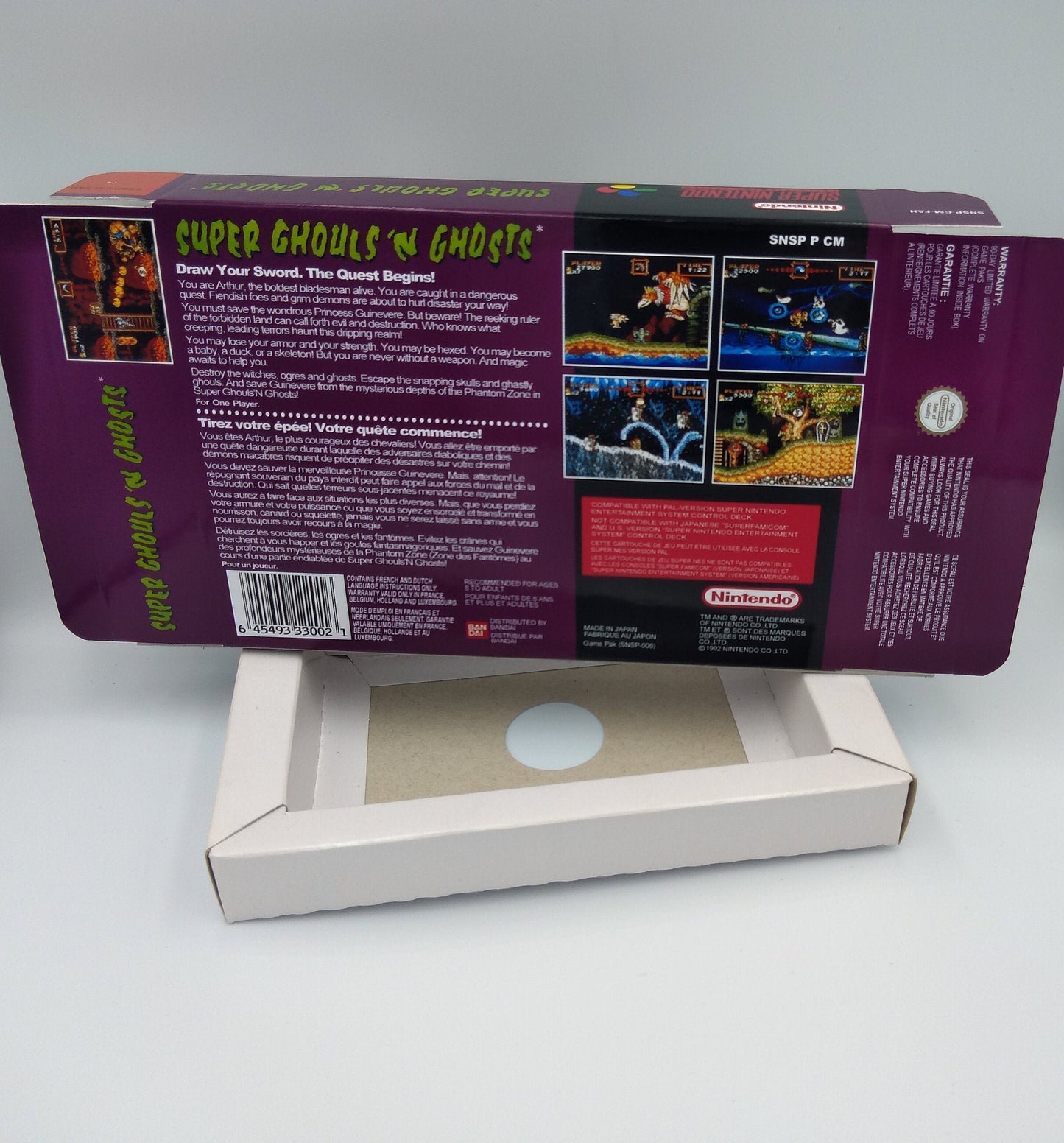 Super Ghouls 'n Ghosts - box with inner tray option - PAL or NTSC - SNES - thick cardboard as in the original. Top Quality !!